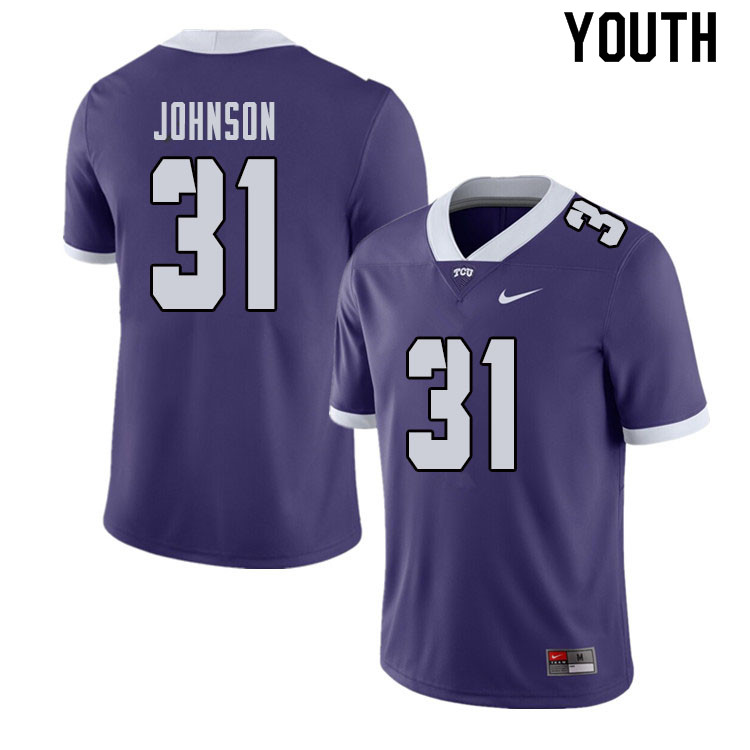 Youth #31 Karter Johnson TCU Horned Frogs College Football Jerseys Sale-Purple